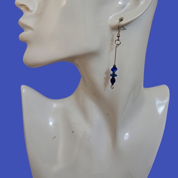3/$30 HANDMADE Blue Beaded Dangle  Drop Hook Earrings - Picture 1 of 4